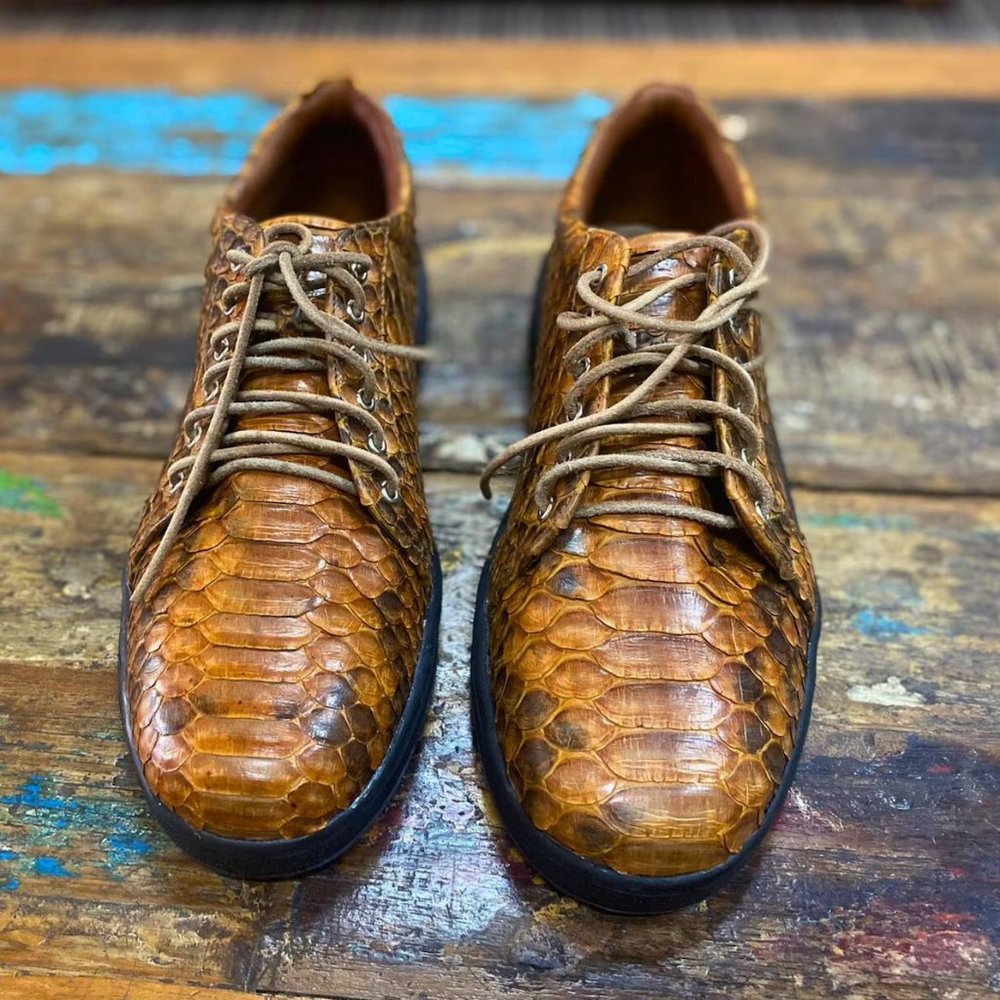 Real Snake Skin Sneakers Casual Walking Shoes